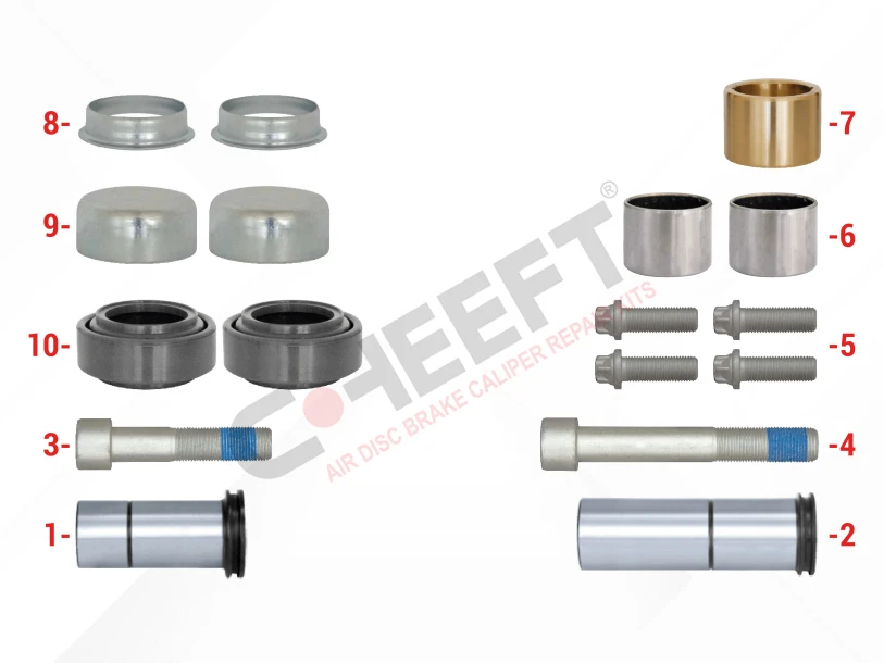 Caliper Guides & Seals Repair Kit ( Bronze Straight Bush )