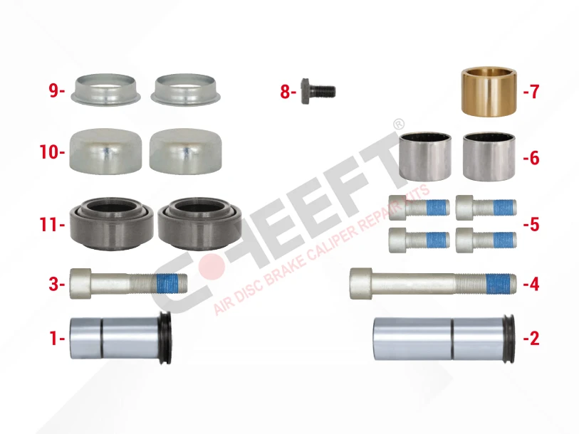 CH2210-1 - Caliper Guides & Seals Repair Kit ( Bronze Straight Bush ) | CHEEFT